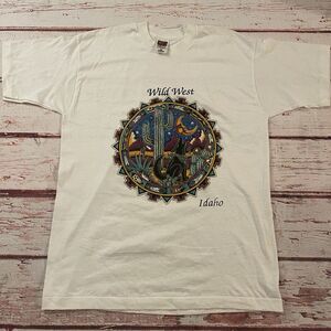 Vintage Idaho Wild West T Shirt Fox Western Tribal Size Large New‎ Old Stock